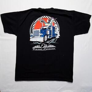 Elite Diesel Service Shirt Graphic Rat Fink Semi Truck Mens Black XL Tee